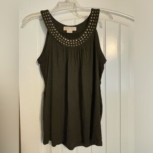 Michael Kors olive green and brass studded tank.
